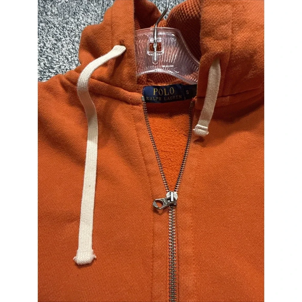 Polo Ralph Lauren Mens Orange Thermal Lined Full Zip Hoodie Sweatshirt Small